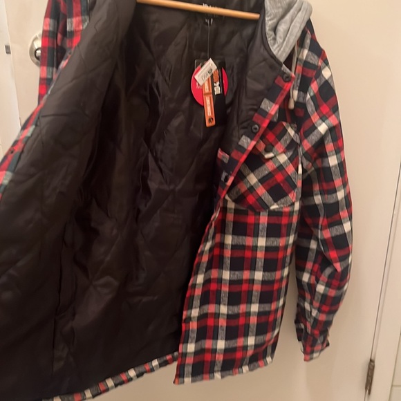 NWT | Hooded Red Plaid Insulated Button Up Jacket | 10•4 Job Professional - Picture 5 of 6